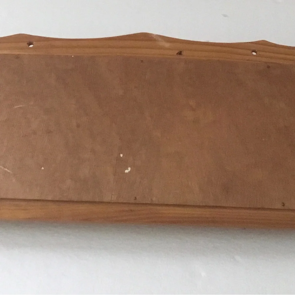 Heart-Accent Natural Wood Wall Shelf with Hooks